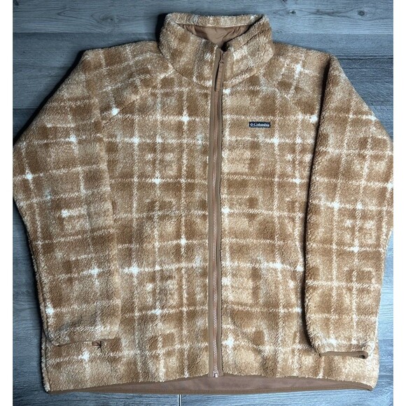 Columbia Jackets & Blazers - NWT Columbia Womens 3X Winter Warmth Sherpa Fleece Full Zip Jacket Plaid Tan